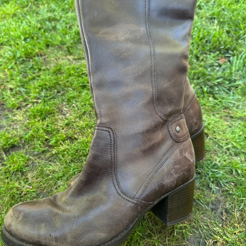 Dansko Ashby Riding Boots Womens US 10.5-11 Brown Leather Knee High Block Heel